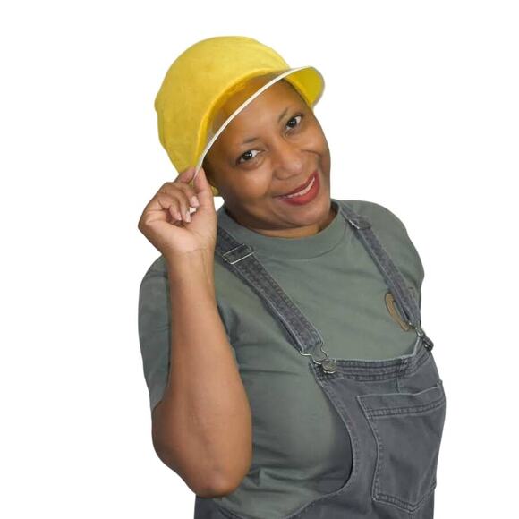 Vintage Sun Visor Yellow Sunhat Hat Terry Towel Bow Cap Saks Fifth Ave One Size - Picture 10 of 10